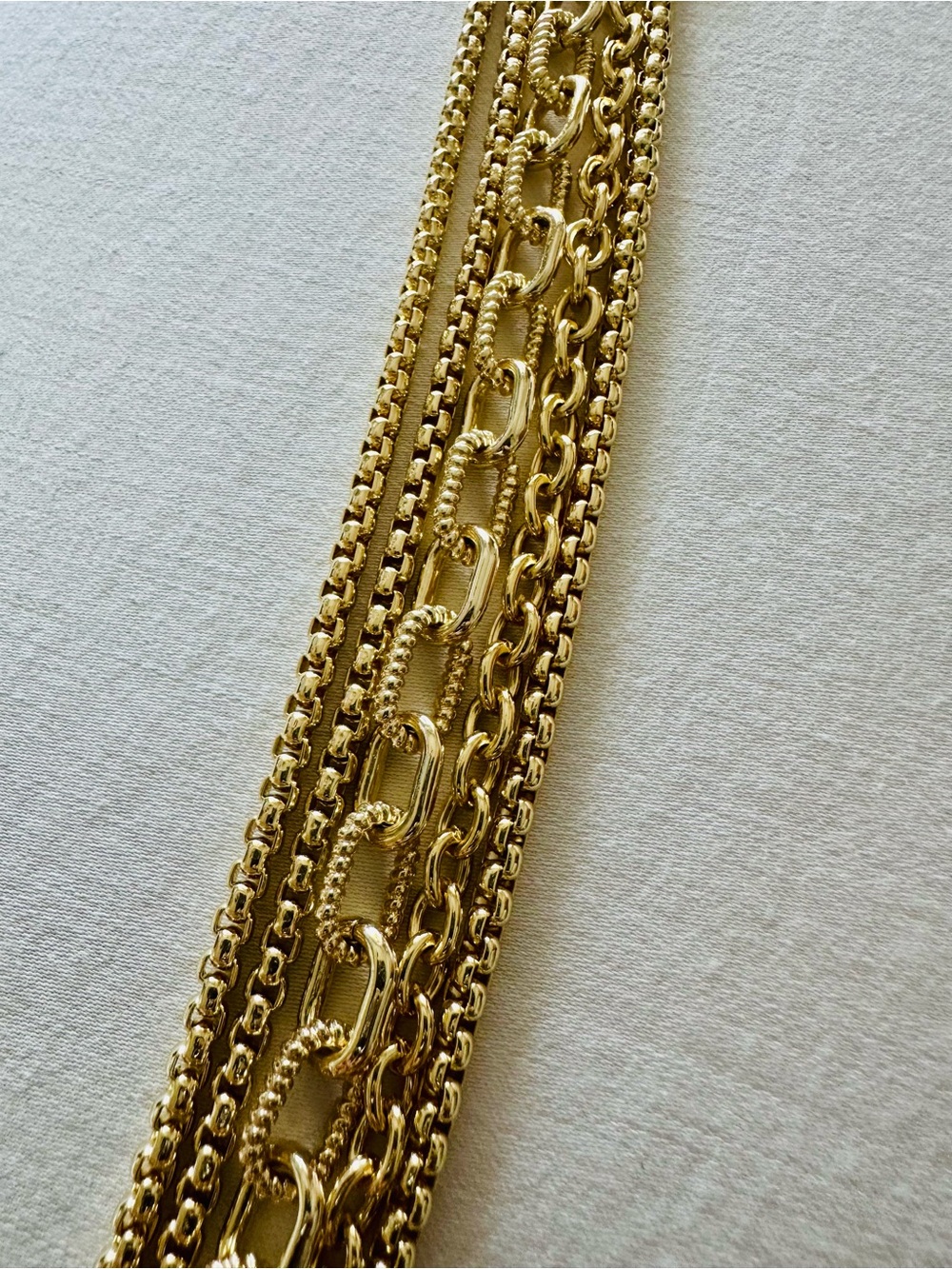 Gold Multi-Row Chain Statement Bracelet - Picture 2 of 4